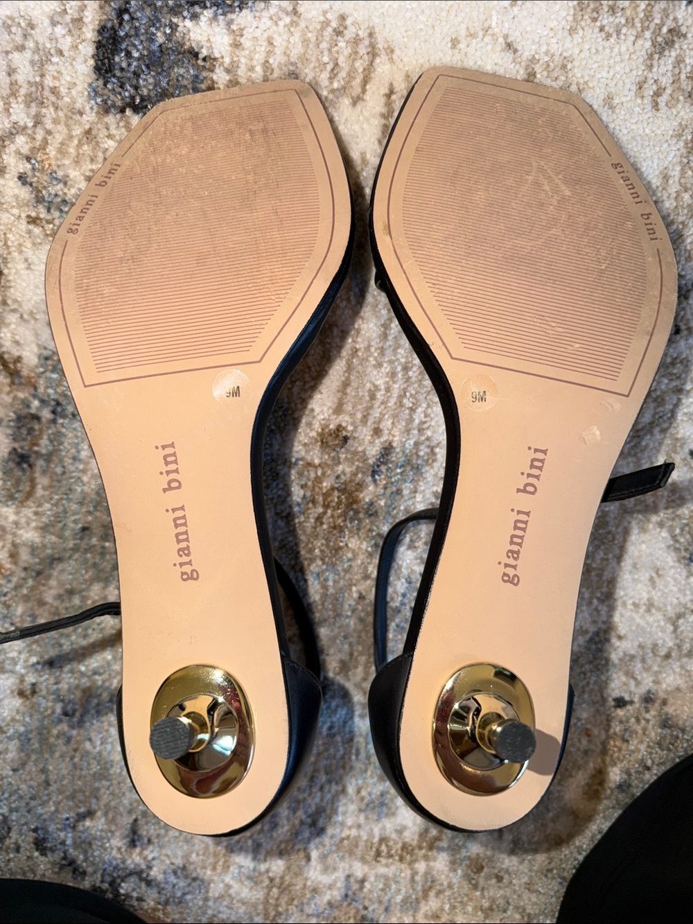 Gianni Bini Black Strappy Studded Kitten Heeled Sandals - Picture 5 of 10